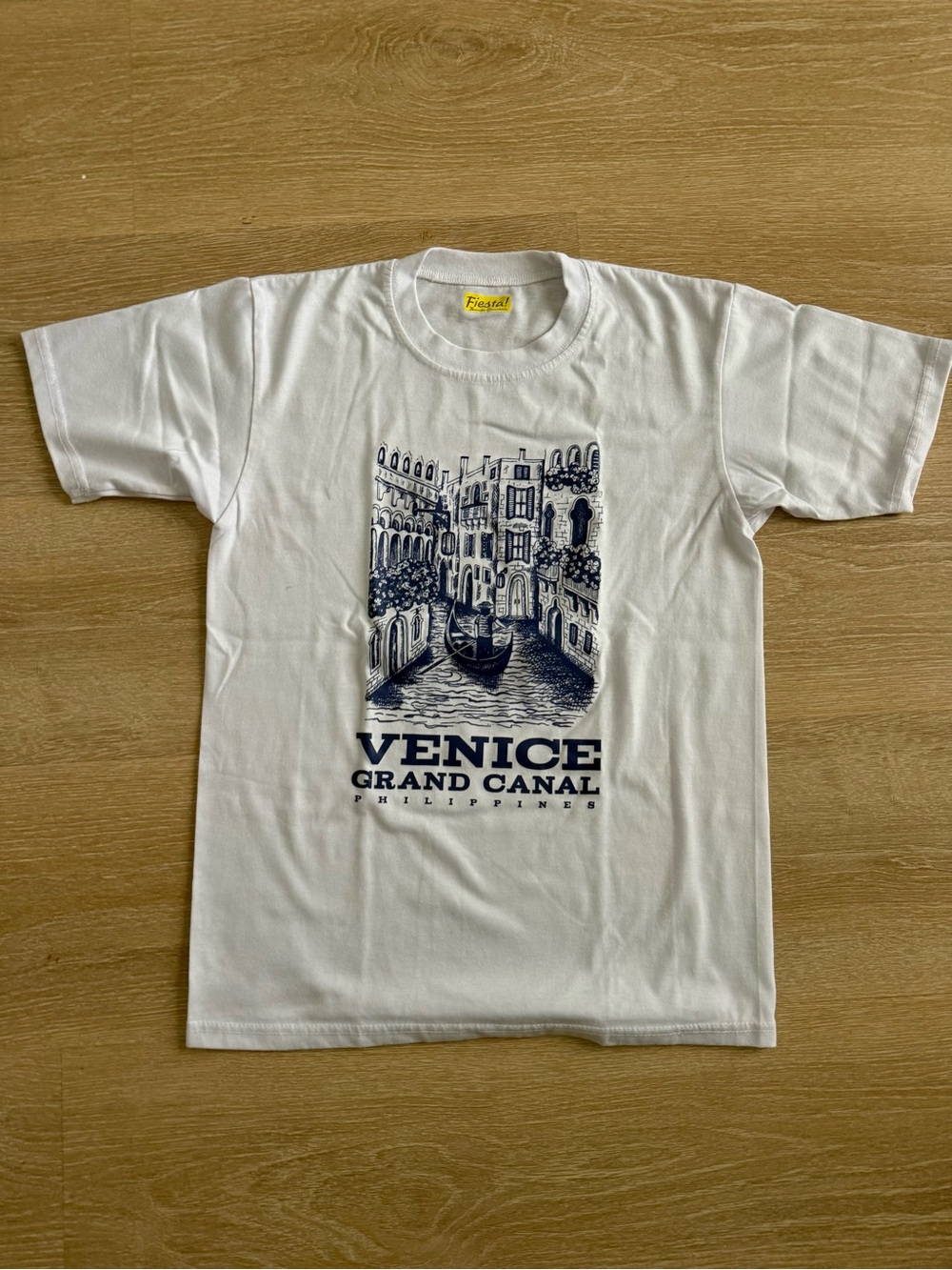 Fiesta White Tee with Navy Venice Grand Canal Graphic